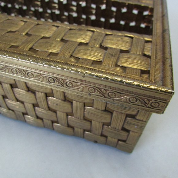 Stylebuilt Filigree Basket Weave Tissue Box Holder Cover Hollywood Regency Chic - Picture 4 of 7